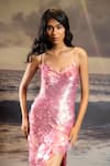 Asra_Pink Net, Lycra Sequins, Embroidery V-neck Hand Maxi Dress _Online_at_Aza_Fashions