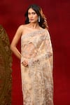 Buy_Azeera_Gold Net Embroidery, Metallic Thread Saree With Unstitched Blouse Piece 