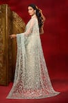 Shop_Azeera_Cream Net Embroidery Saree With Unstitched Blouse Piece _at_Aza_Fashions