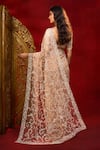 Shop_Azeera_Rose Gold Net Embroidery, Metallic Thread Saree With Unstitched Blouse Piece _at_Aza_Fashions