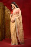 Shop_Azeera_Gold Net Embroidery, Sequins, Stones Work Saree With Unstitched Blouse Piece _Online