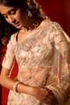 Buy_Azeera_White Net Embroidery, Sequins, Hand Work Saree With Unstitched Blouse Piece 