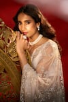 Buy_Azeera_Cream Net Embroidery, Sequins, Hand Work Saree With Unstitched Blouse Piece _Online_at_Aza_Fashions