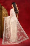 Shop_Azeera_Cream Net Embroidery, Sequins, Hand Work Saree With Unstitched Blouse Piece _at_Aza_Fashions