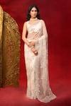 Buy_Azeera_Cream Net Embroidery, Sequins, Hand Work Saree With Unstitched Blouse Piece 