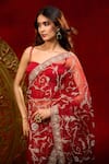 Buy_Azeera_Maroon Net Embroidery, Floral Hand Work Saree With Unstitched Blouse Piece 
