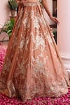Meenagurnam_Orange Tissue Sequins, Embroidery, Mirrors, Floral Woven Bridal Lehenga Set _at_Aza_Fashions