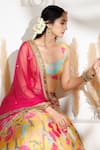 Buy_Monika Mathuria Datta_Yellow Chanderi, Net Embroidery, Metallic Thread, Gul Printed Lehenga Blouse Set _Online_at_Aza_Fashions