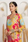 Buy_Monika Mathuria Datta_Yellow Chanderi, Lycra Embroidery, Foil Printing, Zari Gul Printed Kurta Set _Online_at_Aza_Fashions