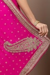 Shop_Monika Mathuria Datta_Pink Georgette, Silk, Shantoon Embroidery, Sequins, Zari, Blouse And Saree _Online_at_Aza_Fashions