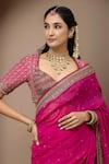 Monika Mathuria Datta Pink Silk Embroidery, Metallic Thread Sweetheart Neck Aangi Raw Blouse Online at Aza Fashions Monika Mathuria Datta_Pink Silk Embroidery, Metallic Thread Sweetheart Neck Aangi Raw Blouse _Online_at_Aza_Fashions