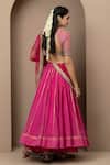 Shop_Monika Mathuria Datta_Pink Cotton, Silk Gota Patti, Embroidery, Sequins, Zari, Blouse Lehenga Set _at_Aza_Fashions