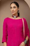Buy_Monika Mathuria Datta_Pink Georgette Embroidery Boat Neck, Kurta Sharara Set _Online_at_Aza_Fashions
