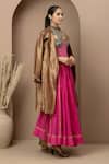 Monika Mathuria Datta_Pink Cotton, Viscose, Tissue, Chanderi Embroidery, Aari Corset Lehenga Set _Online_at_Aza_Fashions