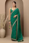 Buy Monika Mathuria Datta Emerald Green Crepe, Dupion Embroidery, Stones, Saree With Tailored Blouse at Aza Fashions Buy_Monika Mathuria Datta_Emerald Green Crepe, Dupion Embroidery, Stones, Saree With Tailored Blouse _at_Aza_Fashions