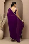 Shop_Monika Mathuria Datta_Purple Georgette, Dupion Sweetheart Neck Dupka Saree And Tailored Blouse _at_Aza_Fashions