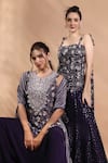 Buy_Shreya J Label_Purple Crepe Embroidery, Sequins, Glitter Floral Cord Corset And Shimmer Pant Set _Online