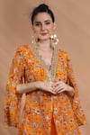 Buy_Shreya J Label_Yellow Crepe Embroidery, Sequins, Stones Floral Hand Embellished Kurta Set 