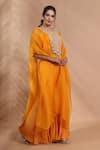 Buy_Shreya J Label_Yellow Organza Open Neck Hand Embroidered Cape Set _Online_at_Aza_Fashions