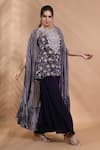 Shop_Shreya J Label_Purple Crepe Embroidery, Zari Round , Open Hand Cape And Pant Set _Online_at_Aza_Fashions