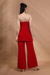 Shop_Shreya J Label_Red Crepe Embroidery, Stones Bandeau Neck Strapless Kurta And Pant Set _at_Aza_Fashions