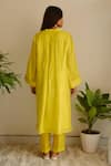 Shop_Juanita By Shubhda_Yellow Organza Zari, Embroidery Round Neck Kurta And Pant Set _at_Aza_Fashions