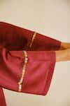 Shop_Juanita By Shubhda_Wine Chanderi, Cotton Sequins, Embroidery Split And Resham Kurta & Pant Set _Online_at_Aza_Fashions