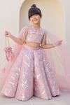 Buy_Janyas Closet_Pink Satin Sequins, Embroidery Sparkle Lehenga And Blouse Set _at_Aza_Fashions