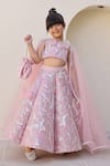 Shop_Janyas Closet_Pink Satin Sequins, Embroidery Sparkle Lehenga And Blouse Set _Online_at_Aza_Fashions