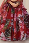 Janyas Closet_Red Organza Ruffles Floral Print Lehenga Set _at_Aza_Fashions