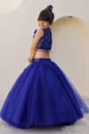 Buy_Tiny Pants_Blue Net, Silk Sequins, Fabric Flowers, Ruffles Pearl Embroidered Lehenga Set _Online_at_Aza_Fashions