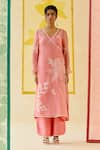 Buy I Am Design Pink Silk Organza Applique, Sequins, Beads Cherry Blossom Angrakha Kurta Set at Aza Fashions Buy_I Am Design_Pink Silk Organza Applique, Sequins, Beads Cherry Blossom Angrakha Kurta Set _at_Aza_Fashions