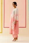 I Am Design_Pink Silk Organza Applique, Sequins, Cherry Blossom Layered Kurta Set _Online_at_Aza_Fashions