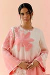 Buy_I Am Design_Pink Silk Organza Applique, Sequins, Cherry Blossom Layered Kurta Set _Online_at_Aza_Fashions