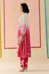 Shop_I Am Design_Pink Silk Organza Applique, Embroidery, Sequins Rose Ombre Layered Kurta Set _Online_at_Aza_Fashions