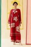 Buy_I Am Design_Red Silk Organza Applique, Sequins, Beads Round Romantic Rose Layered Kurta Set _at_Aza_Fashions