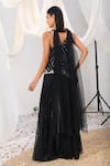 Shop_Meenagurnam_Black Lycra, Chiffon, Net Sequins, Metallic Embroidered Peplum Top Sharara Set _at_Aza_Fashions