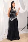 Meenagurnam_Black Lycra, Chiffon, Net Sequins, Metallic Embroidered Peplum Top Sharara Set _Online_at_Aza_Fashions
