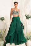 Buy_Meenagurnam_Green Net, Georgette Sequins, Embroidery Floral Embellished Blouse Sharara Set _at_Aza_Fashions
