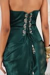 Buy_Meenagurnam_Emerald Green Satin Sequins, Stones, And Cutdana Embellished Corset & Skirt Set _Online_at_Aza_Fashions