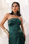 Shop_Meenagurnam_Emerald Green Satin Sequins, Stones, And Cutdana Embellished Corset & Skirt Set _Online_at_Aza_Fashions