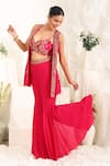 Buy_Meenagurnam_Magenta Net, Georgette Sequins, Embroidery, Embellished Jacket Sharara Set _at_Aza_Fashions