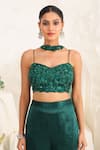 Meenagurnam_Emerald Green Net Sequins, Embroidery Hand Embellished Blouse Sharara Set _Online_at_Aza_Fashions