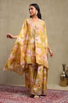 Buy_Dohr India_Multi Color Chanderi, Viscose Embroidery, Sequins Floral Print Cape Trouser Set _at_Aza_Fashions