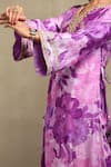 Shop_Dohr India_Purple Modal, Viscose Embroidery, Sequins, Beads, Floral Print Kaftan And Pant Set _Online_at_Aza_Fashions