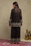 Dohr India_Black Chanderi Embroidery, Sequins Collared Dori Shirt And Trouser Set _Online_at_Aza_Fashions