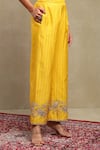 Buy_Dohr India_Yellow Chanderi Silk Zari, Embroidery Banarasi Striped Shirt And Trouser Set 