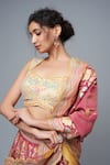 I Am Design_Pink Silk Embroidery, Zari, Mirrors, Sequins Sweetheart Floral Print Lehenga Set _Online_at_Aza_Fashions