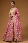Buy_I Am Design_Pink Silk Embroidery, Mirrors, Sequins Sweetheart Botanical Print Lehenga Set _at_Aza_Fashions