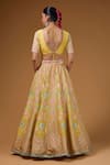 Shop_I Am Design_Yellow Silk Embroidery, Mirrors, Sequins, Foil Printing Botanical Lehenga Set _at_Aza_Fashions